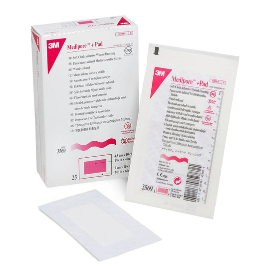Medipore +Pad Soft Cloth Adhesive Dressing 3-1/2" x 6" Pad Size 1-3/4" x 4"
