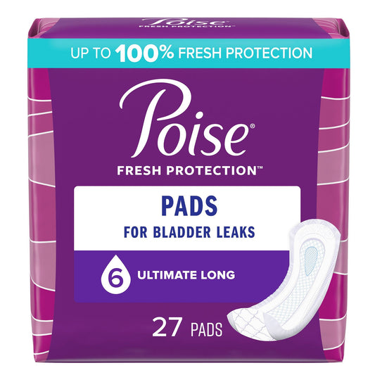 Poise Incontinence Overnight Pads Ultimate Absorbency Long 15.9"