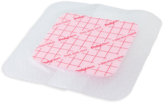 PolyMem Silicone Border Dressing 5.2" x 5.2" Pad 3.5" x 3.5" Adhesive