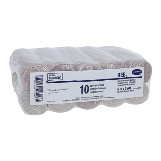 REB LF Reinforced Elastic Bandage with Clips 6" x 5 Yards