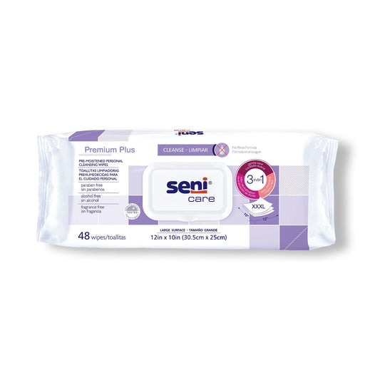 SENI Care Premium Plus Pre-Moistened Personal Cleansing Wipes 48 Count