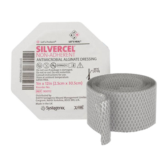 Silvercel Non-Adherent Antimicrobial Alginate Dressing 1" x 12" Rope