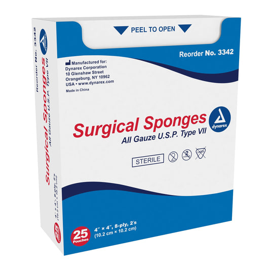 Surgical Gauze Sponge Sterile 2's 4" x 4" 8-Ply