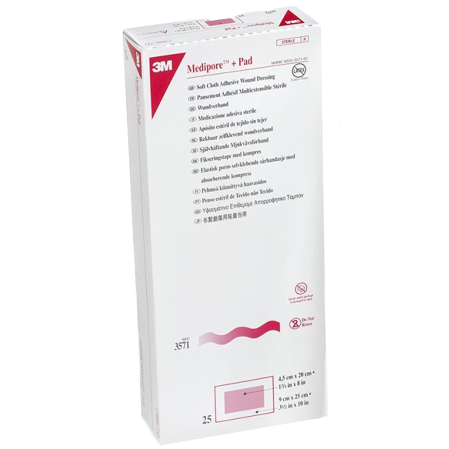 3M™ Medipore™ + Pad Soft Cloth Adhesive Dressing