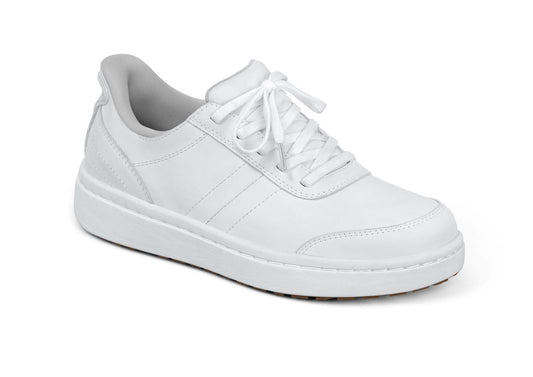 Wander Women's Hands-Free Sneakers, White, angle view
