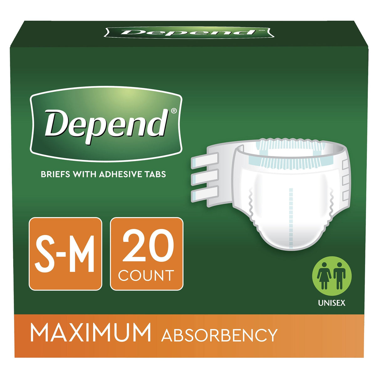 Depend Protection Brief with 4 Tabs Small/Medium 19" - 34"