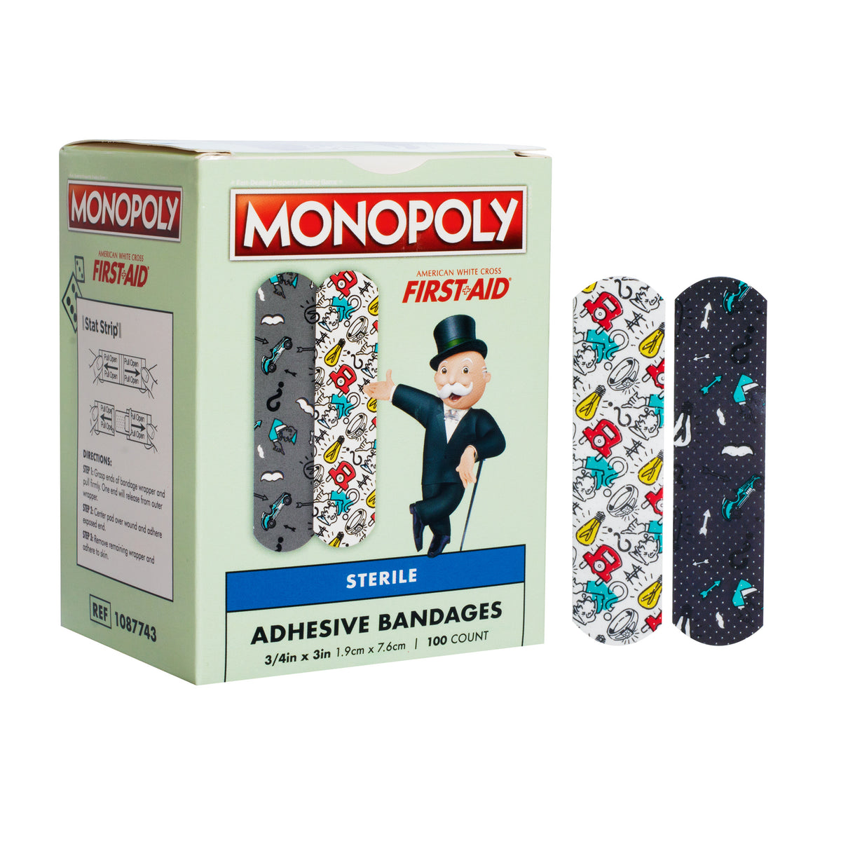 American® White Cross Kid Design (Monopoly) Adhesive Strip, 3/4 x 3 Inch