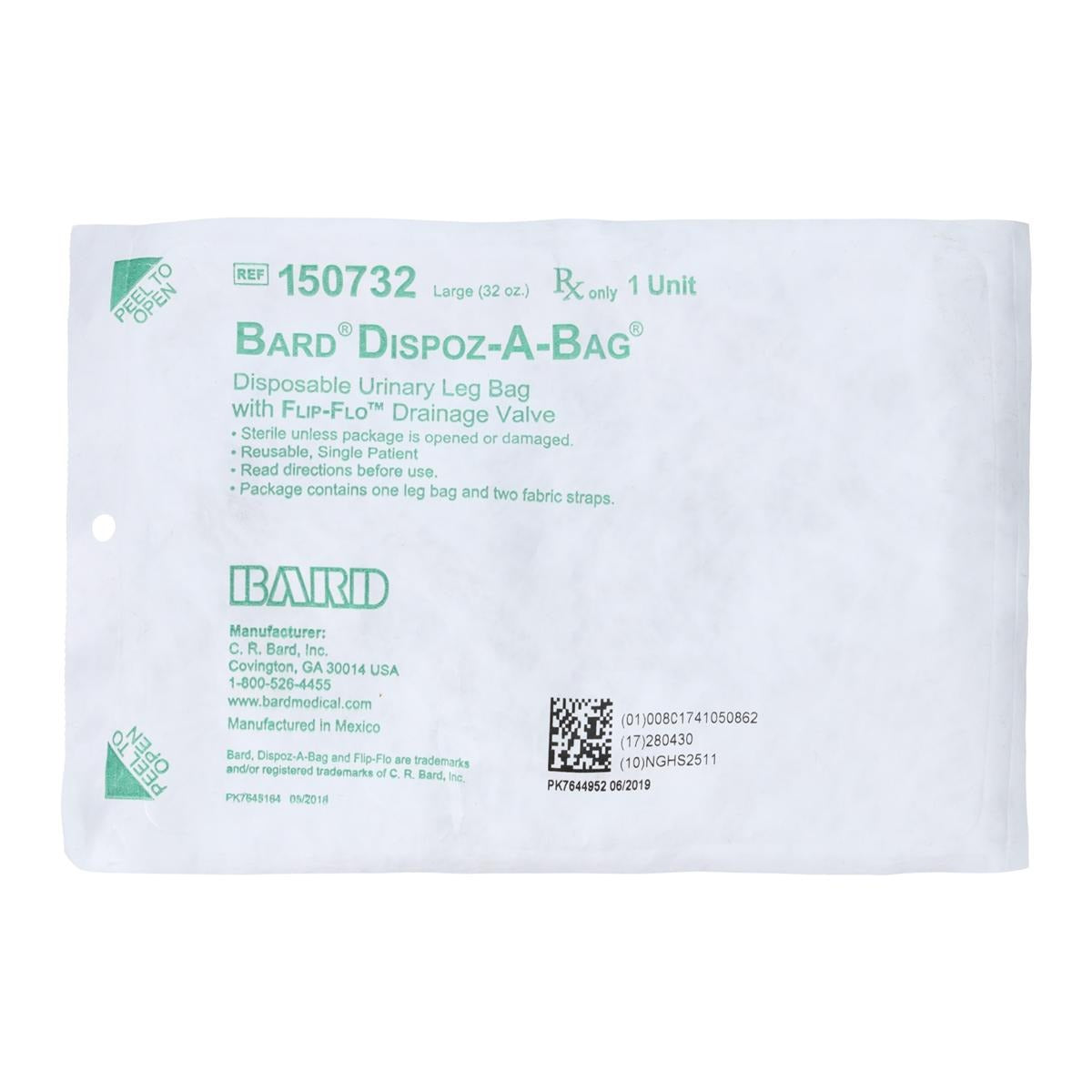 Bard® Urinary Leg Bag with Flip-Flo™ Valve, 32 oz.