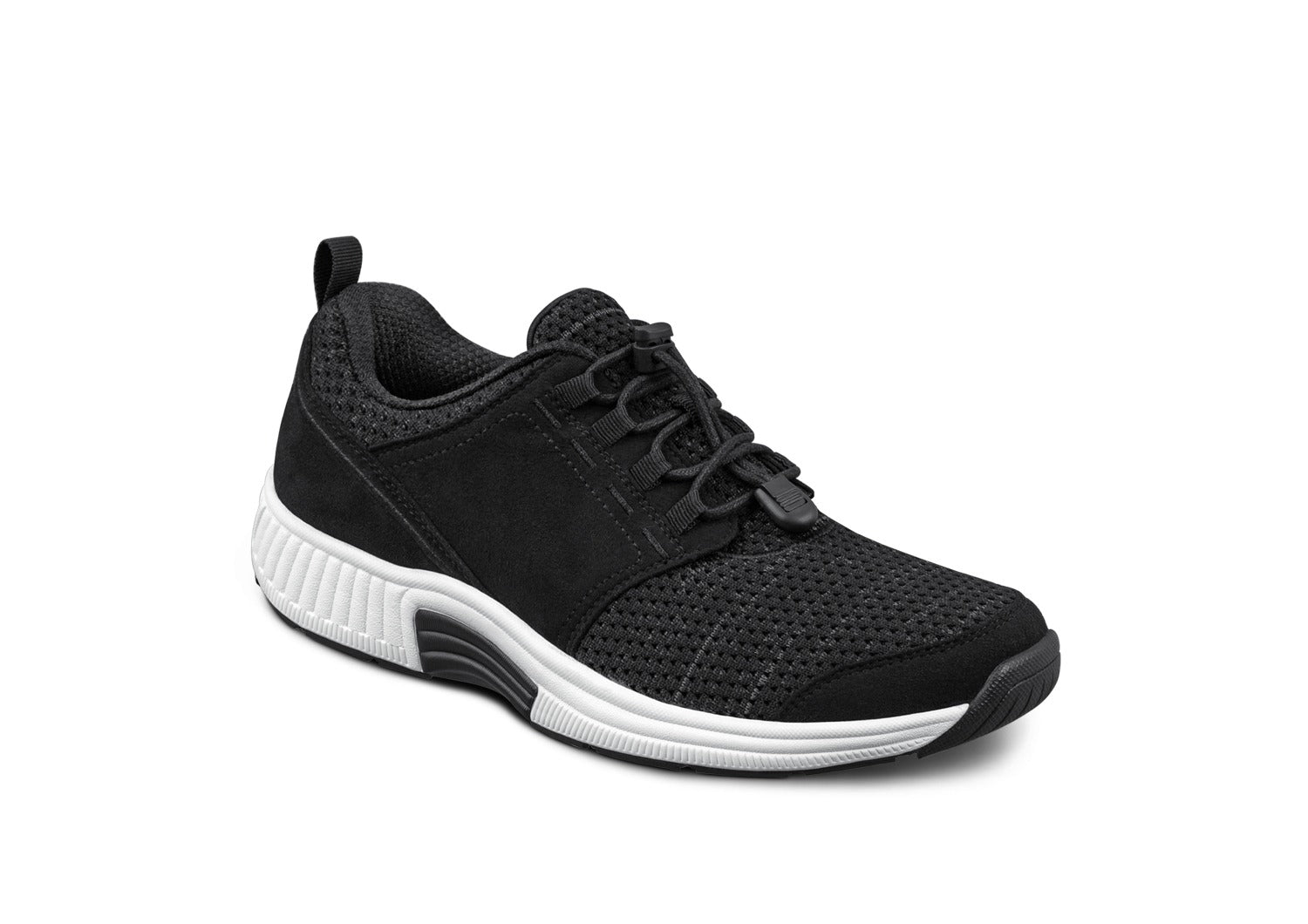 Francis Women's No-Tie Athletic Shoes, Black, angle view