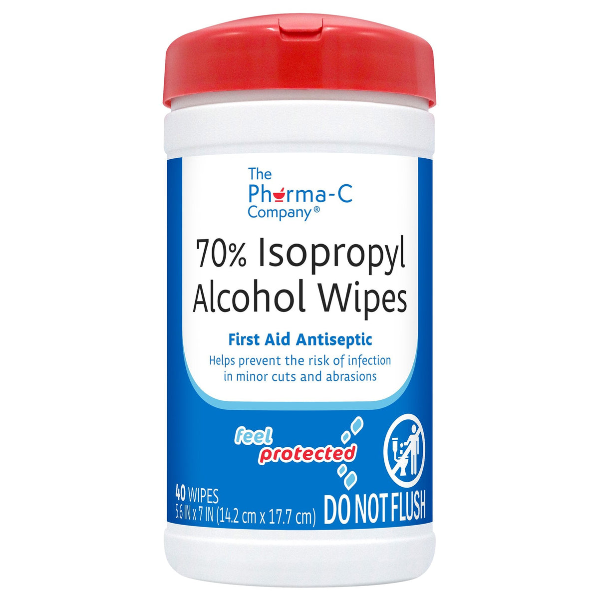 The Pharma-C Company 70% Isopropyl Alcohol Wipes First Aid Antiseptic 40 Count