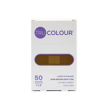 Tru-Colour Skin Tone Shade Fabric Bandage Adhesive Strip, Dark Brown