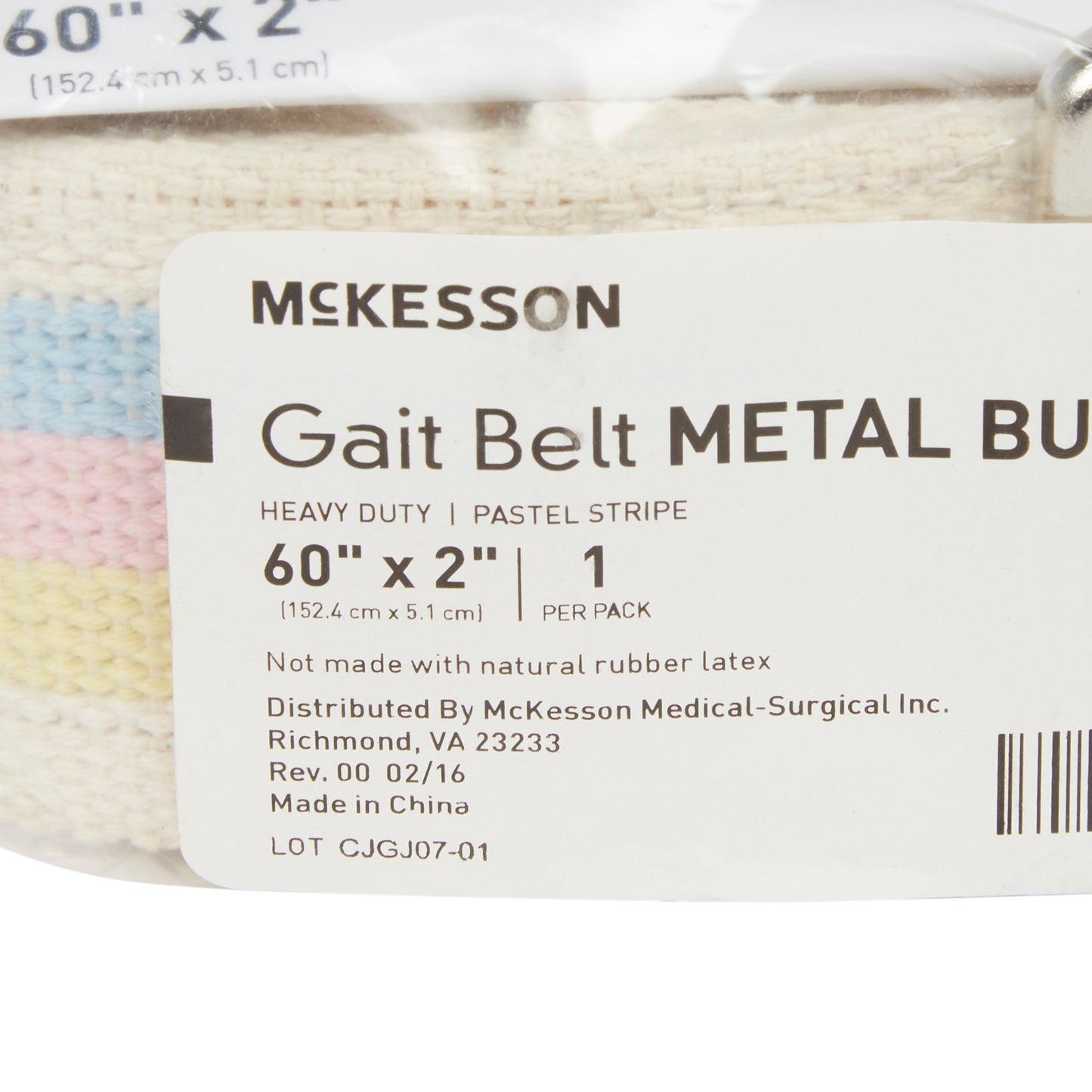 McKesson Pastel Stripe Gait Belt, 60 Inch