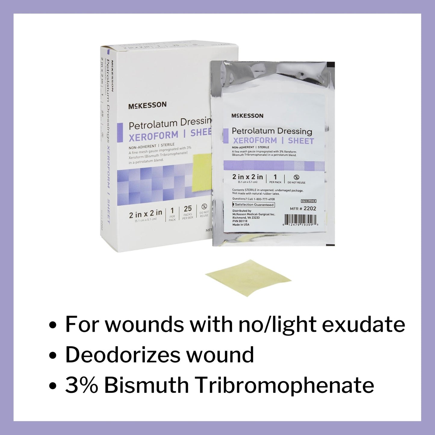 McKesson Xeroform Petrolatum Impregnated Dressings, 2 x 2 Inch