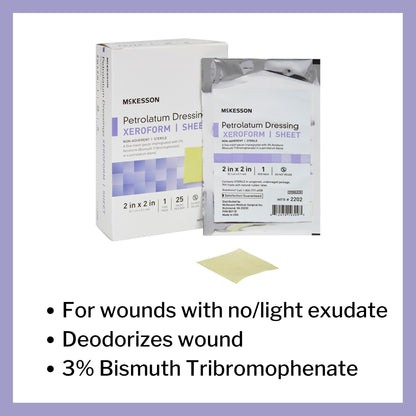 McKesson Xeroform Petrolatum Impregnated Dressings, 2 x 2 Inch