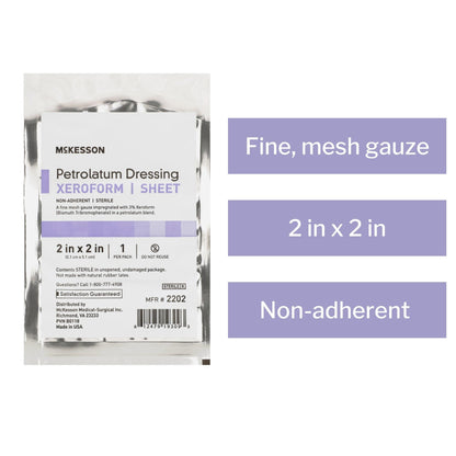 McKesson Xeroform Petrolatum Impregnated Dressings, 2 x 2 Inch