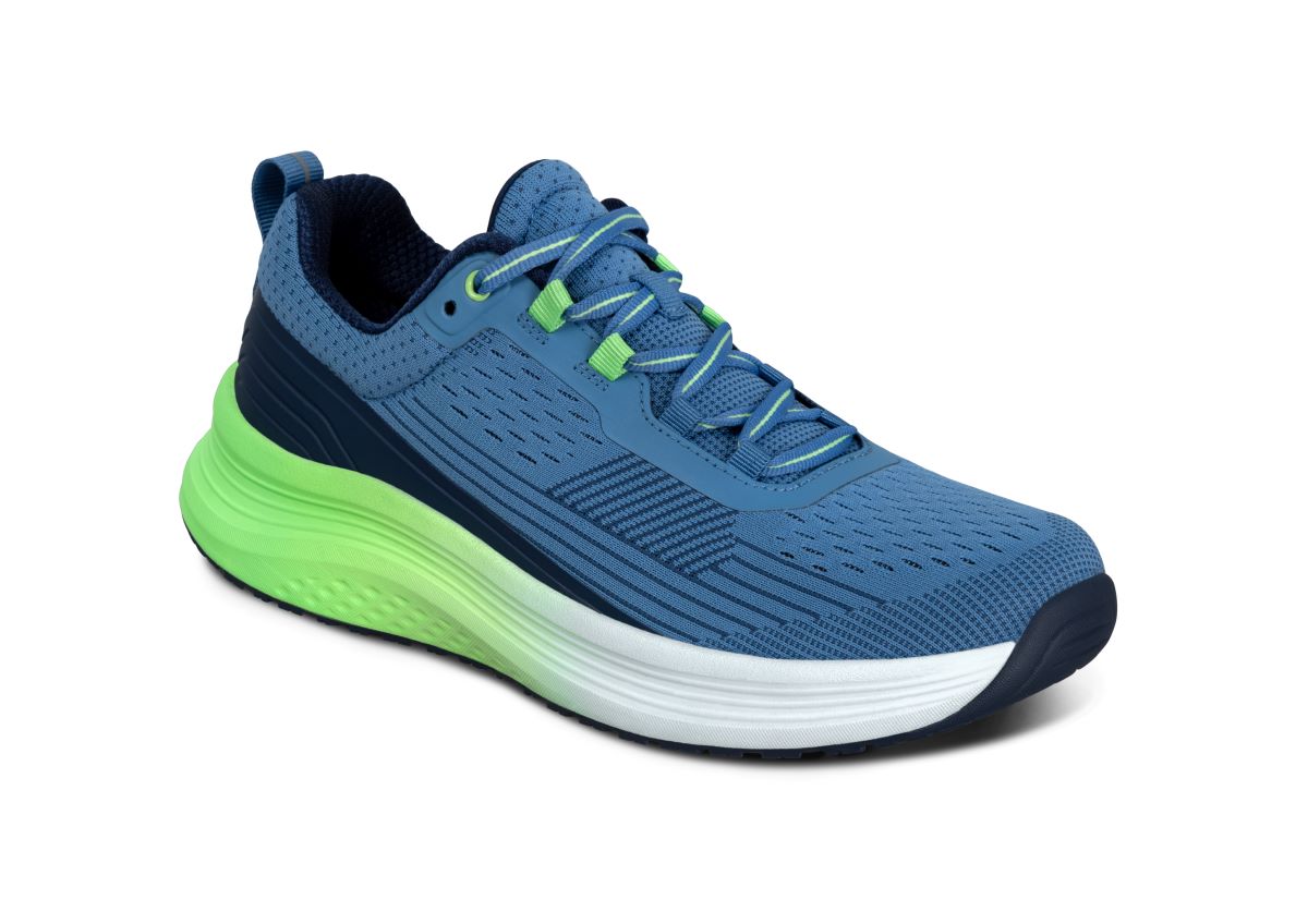 Relay Women's Running Shoes, Blue/Green, angle view