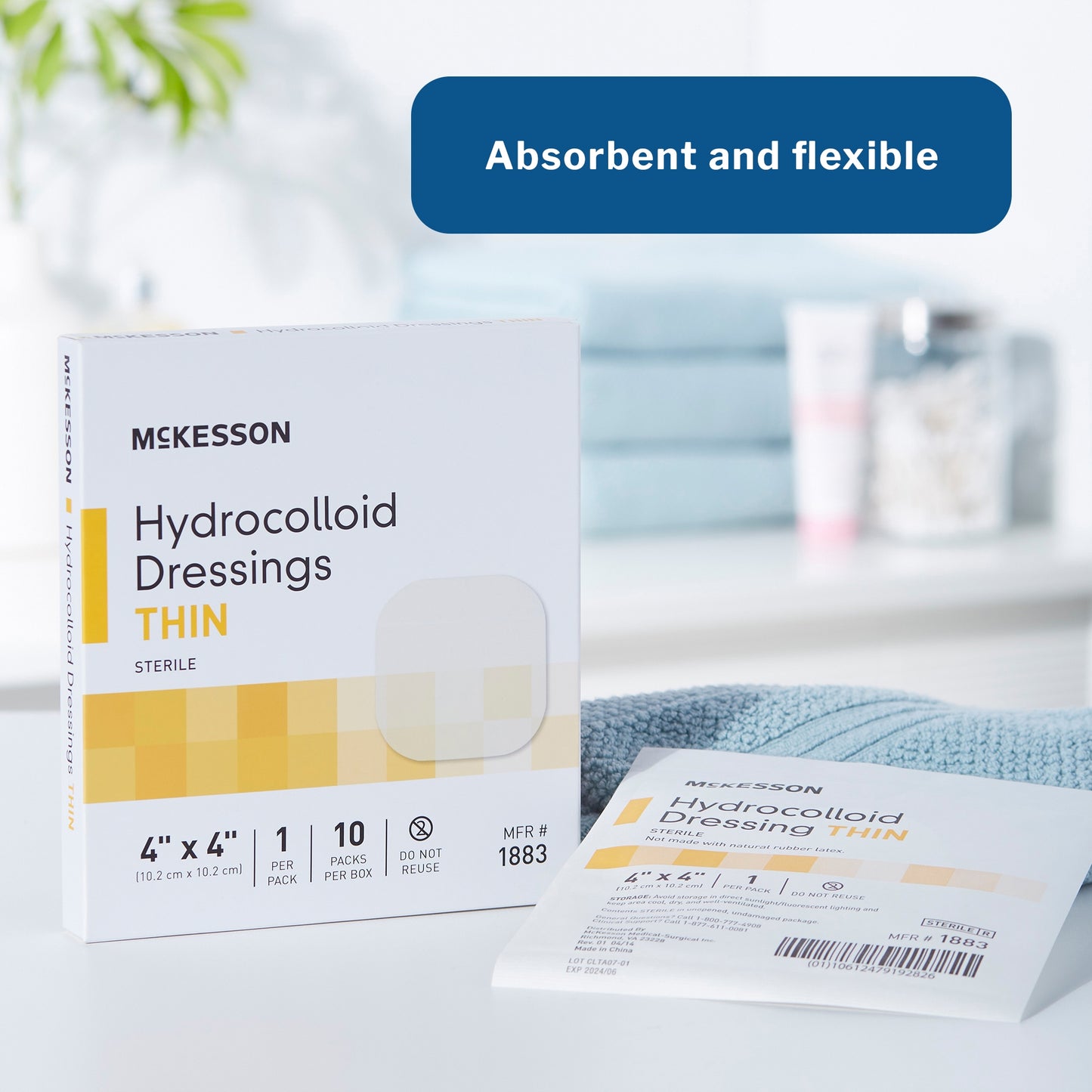 McKesson Hydrocolloid Dressing, 4 x 4 Inch