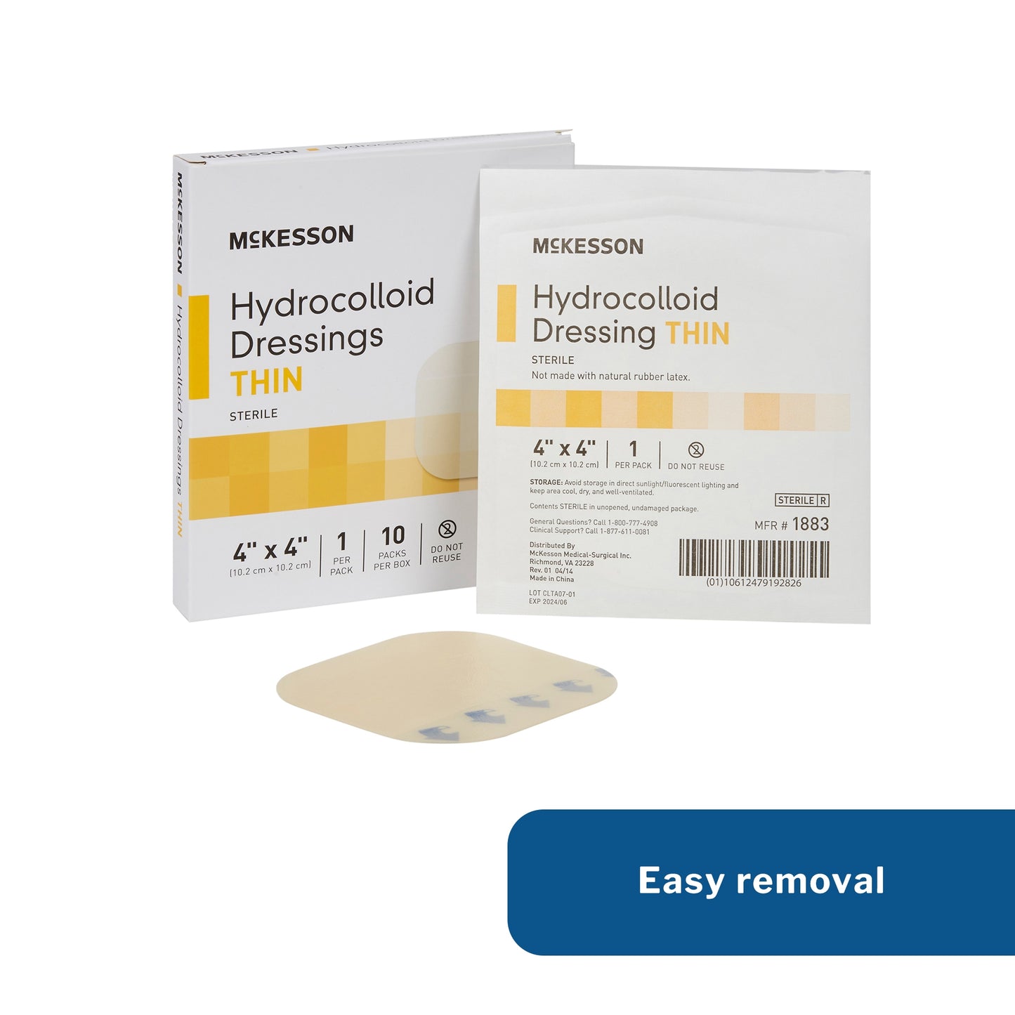 McKesson Hydrocolloid Dressing, 4 x 4 Inch