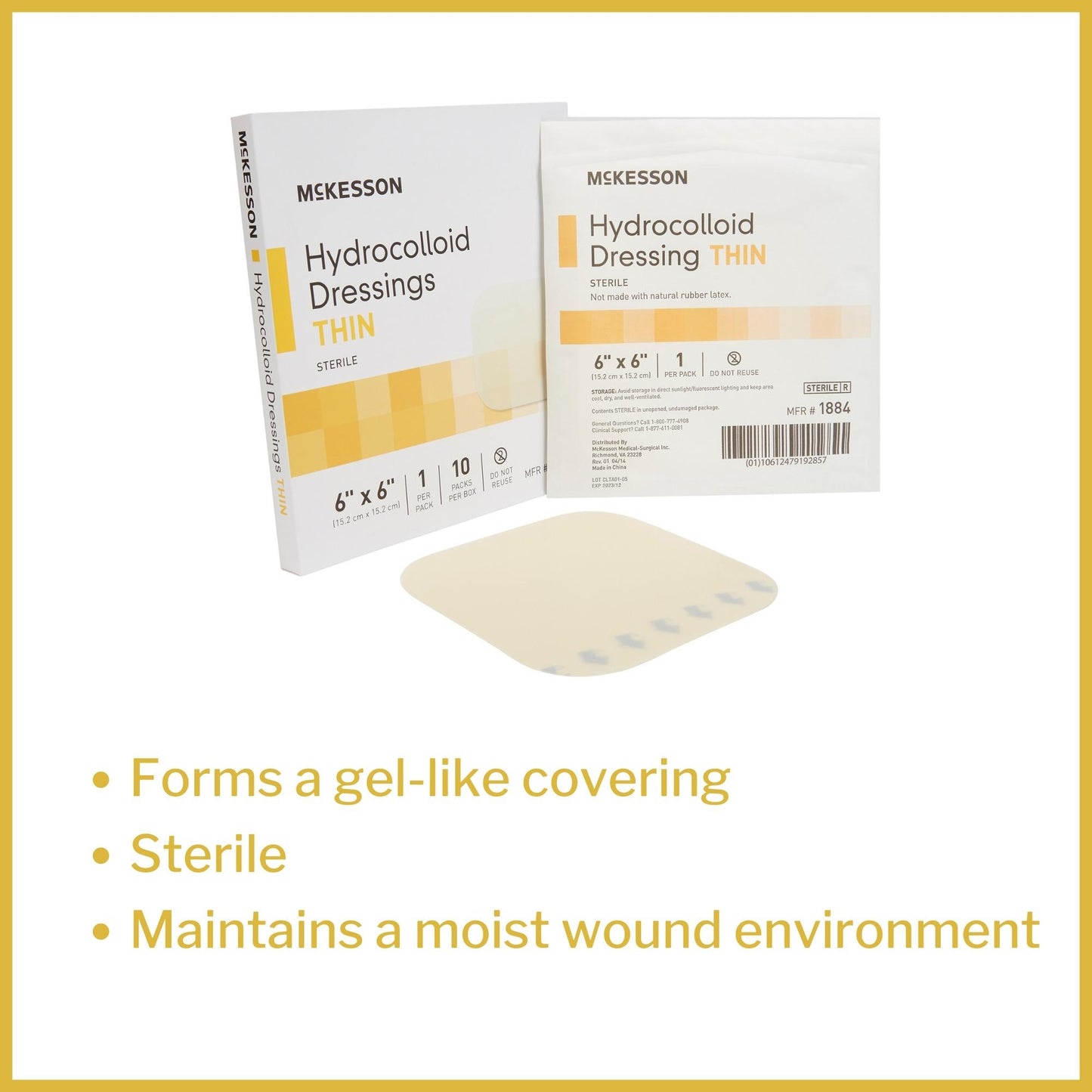 McKesson Hydrocolloid Dressing, 6 x 6 Inch