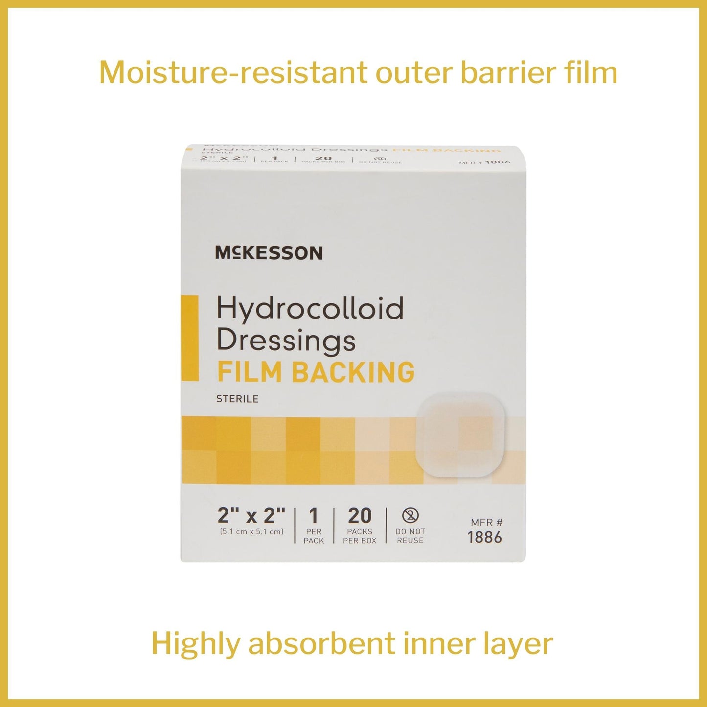 McKesson Hydrocolloid Dressing, 2 x 2 Inch