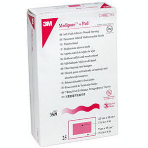 Medipore +Pad Soft Cloth Adhesive Dressing 3-1/2" x 6" Pad Size 1-3/4" x 4"