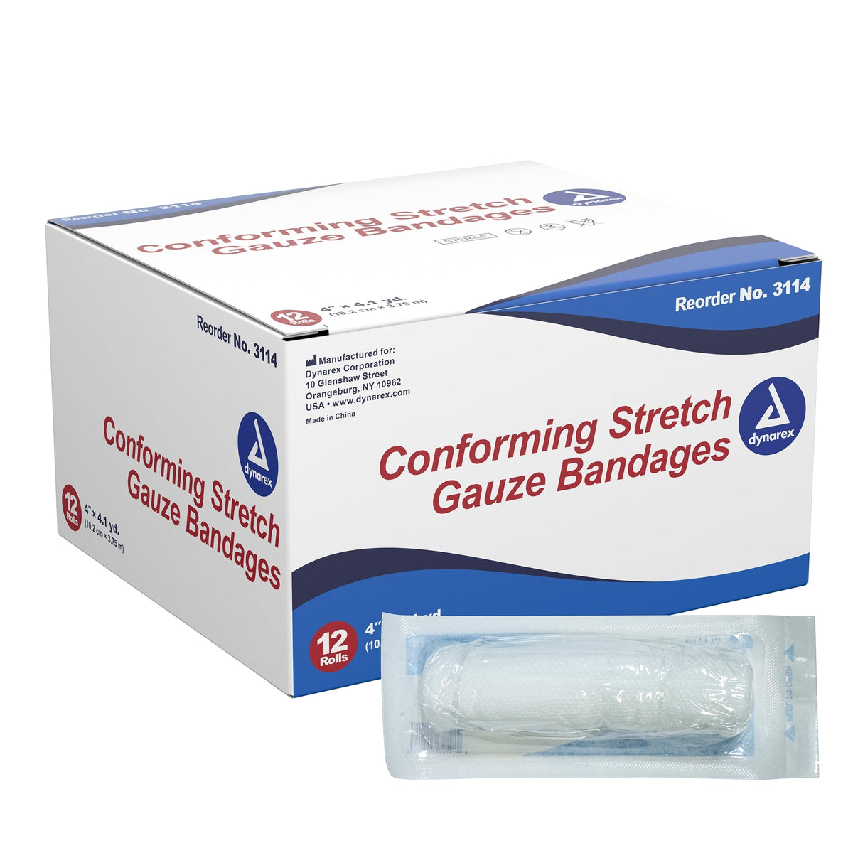 Dynarex Stretch Gauze Bandage 4" x 4 Yards Sterile