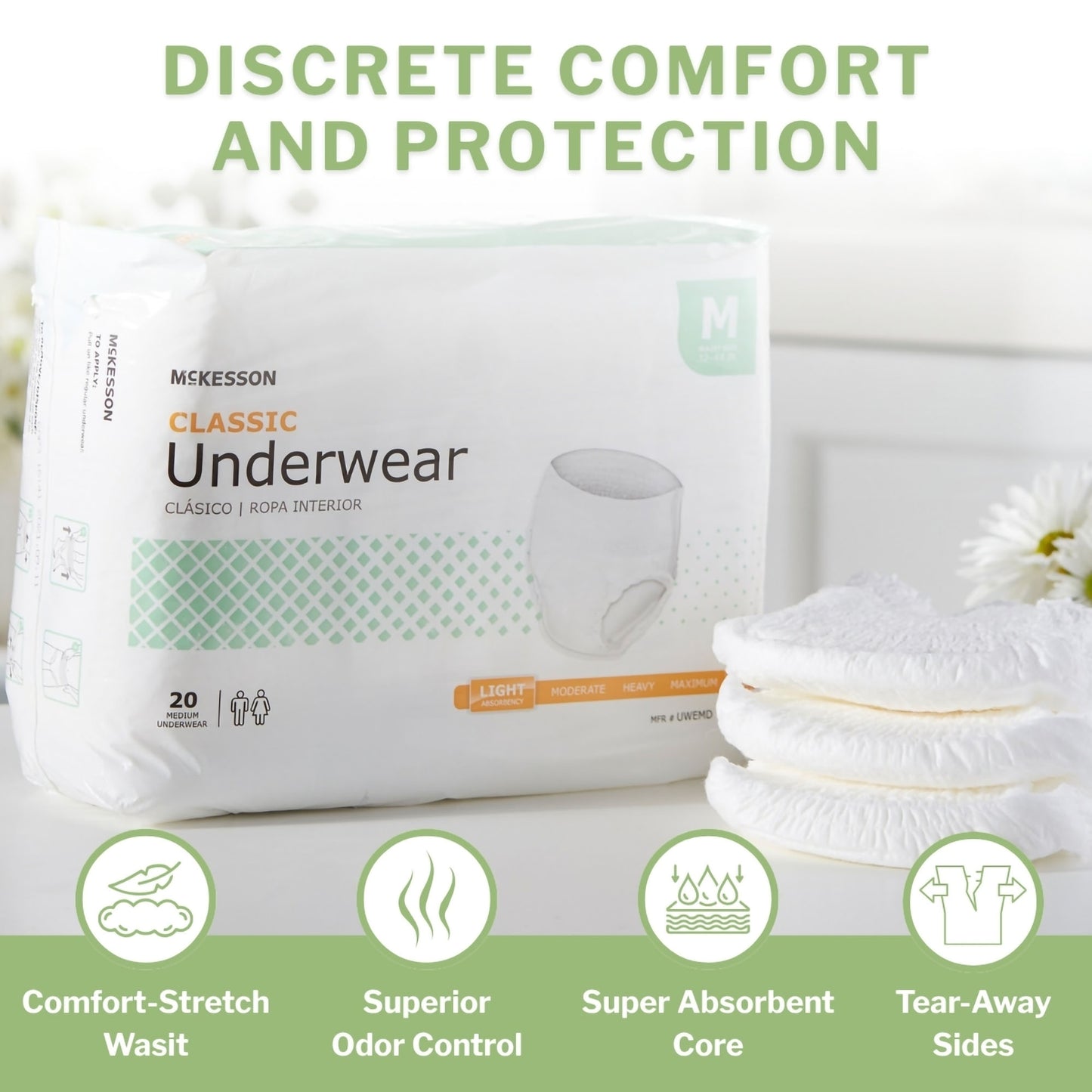 McKesson Classic Light Absorbency Incontinence Underwear