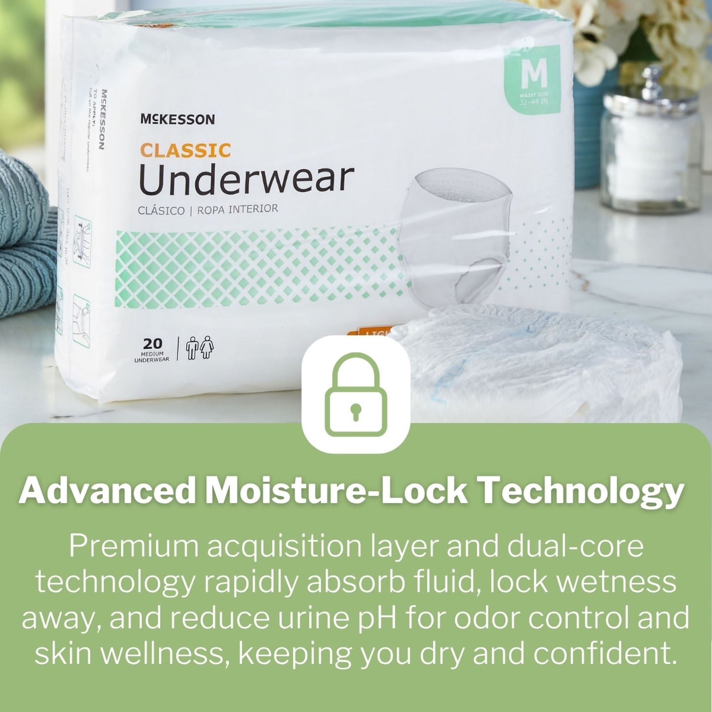 McKesson Classic Light Absorbency Incontinence Underwear