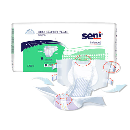 Seni® Super Plus Overnight Heavy to Severe Absorbency Incontinence Brief, Cloth-like Topsheet