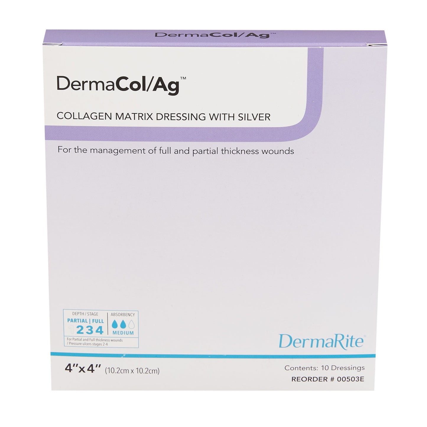 DermaCol/Ag™ Silver Collagen Dressing, 4 x 4 Inch