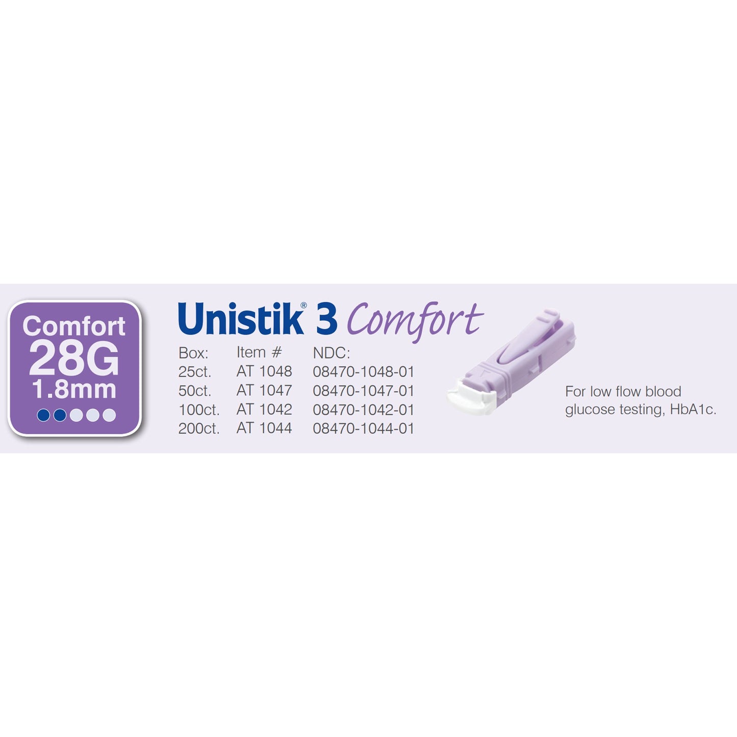 Unistik® 3 Comfort Safety Lancet, 28 Gauge