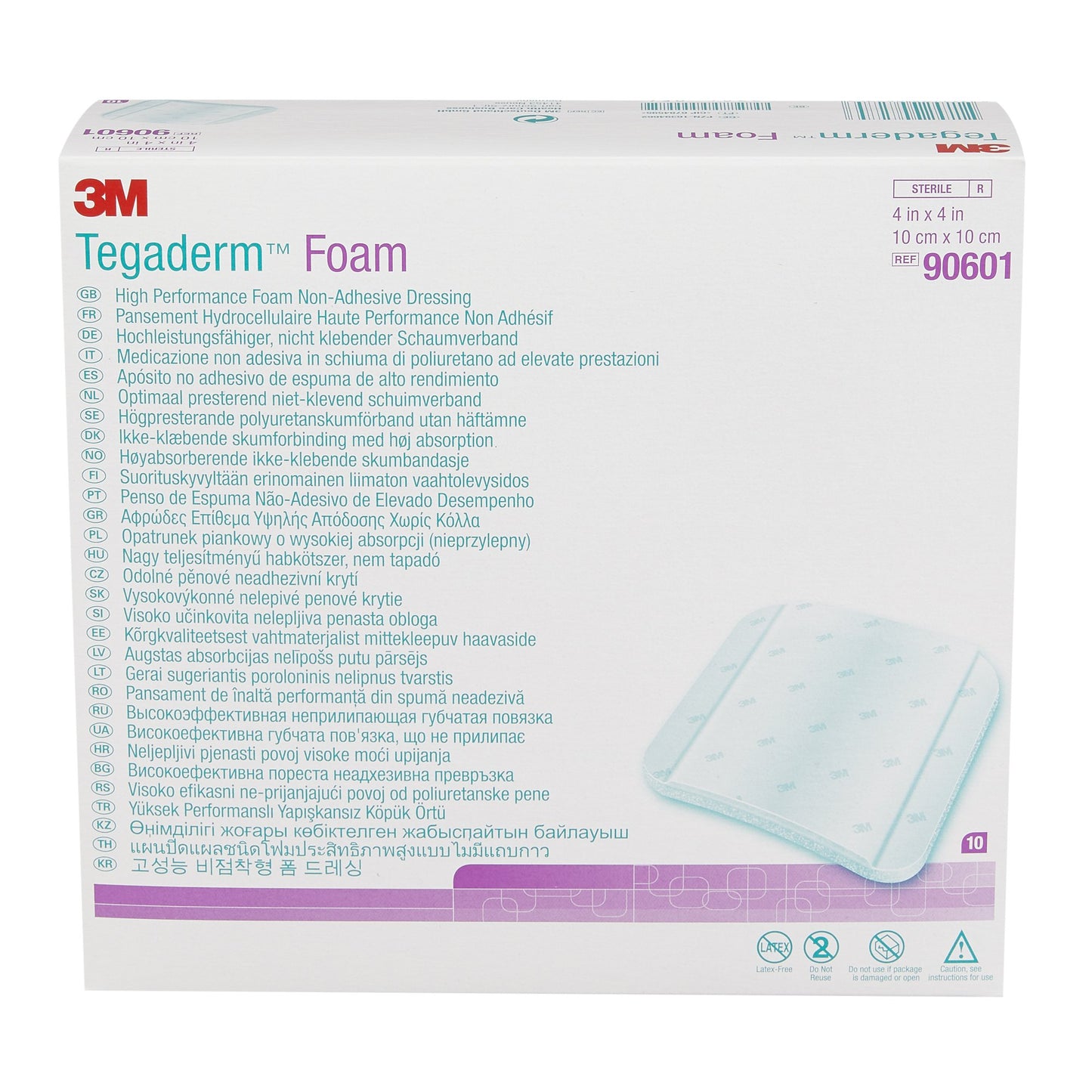3M™ Tegaderm™ High Performance Nonadhesive without Border Foam Dressing, 4 x 4 Inch