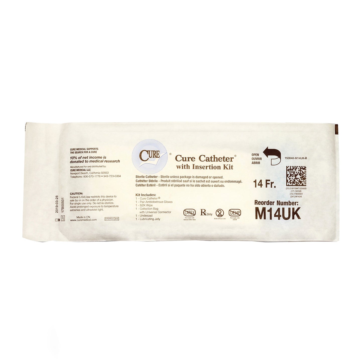 Cure Medical® Urethral Catheter, Pocket/U-Shape