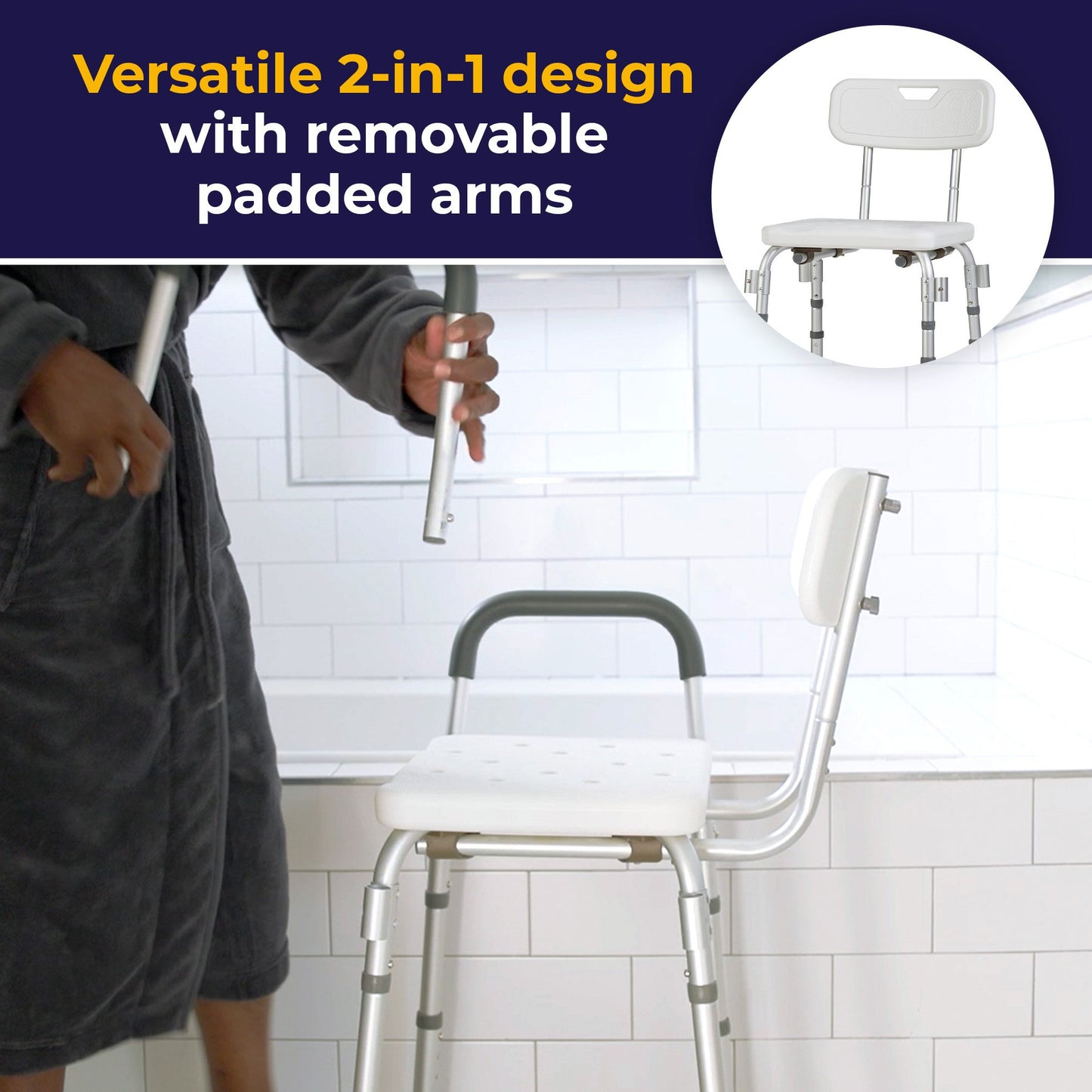 Drive™ Shower Chair with Back and Removable Padded Arms