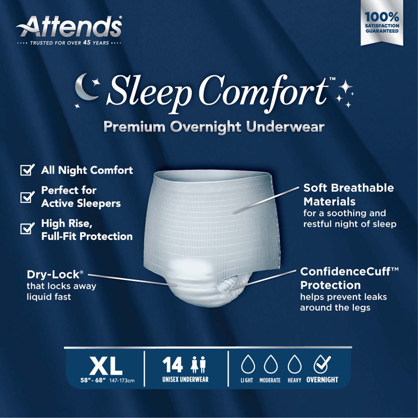 Attends® Sleep Comfort Premium Overnight Underwear, Extra Large