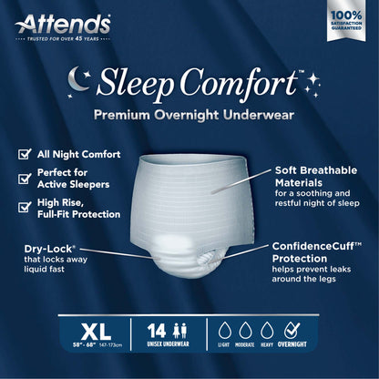 Attends® Sleep Comfort Premium Overnight Underwear, Extra Large