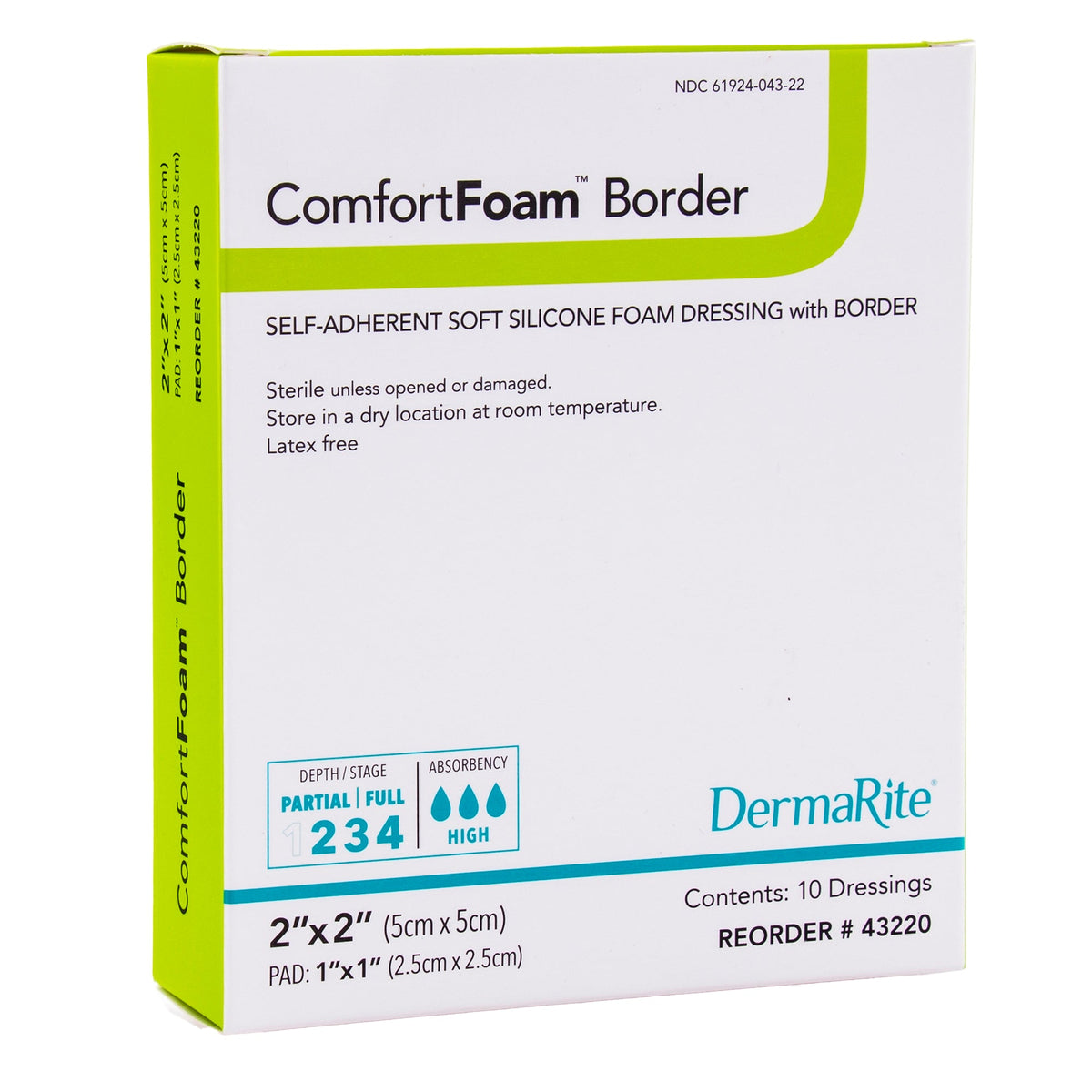 ComfortFoam Silicone Border Foam Dressing 2" x 2"