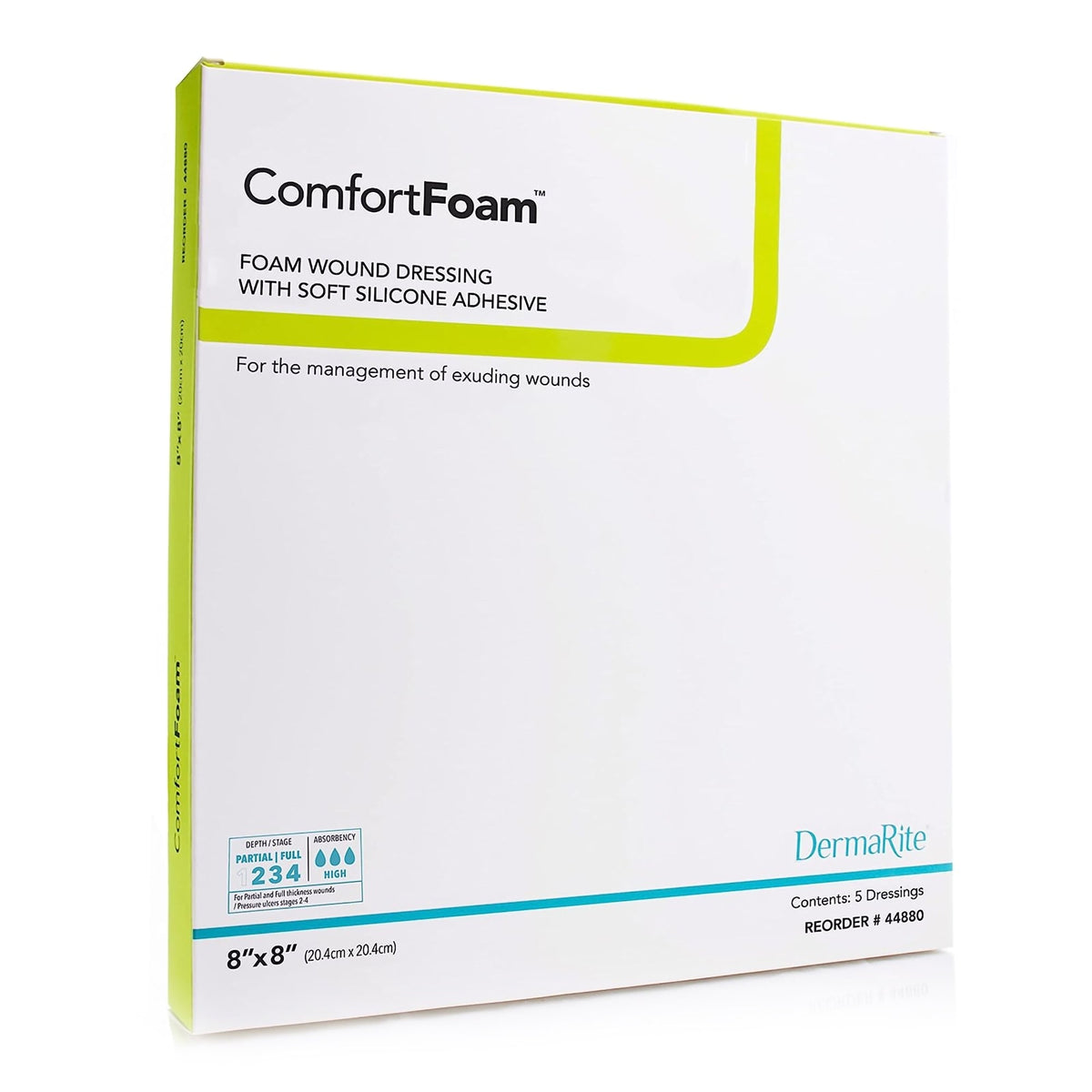 ComfortFoam No Border Silicone Foam Wound Dressing 8" x 8"