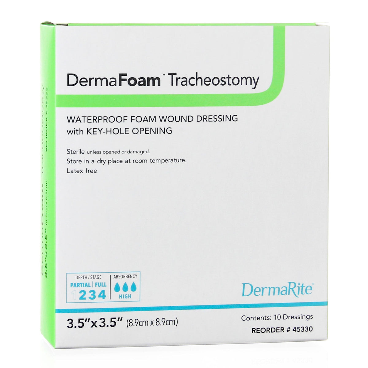 DermaFoam Tracheostomy Split Foam Dressing 3.5" x 3.5"