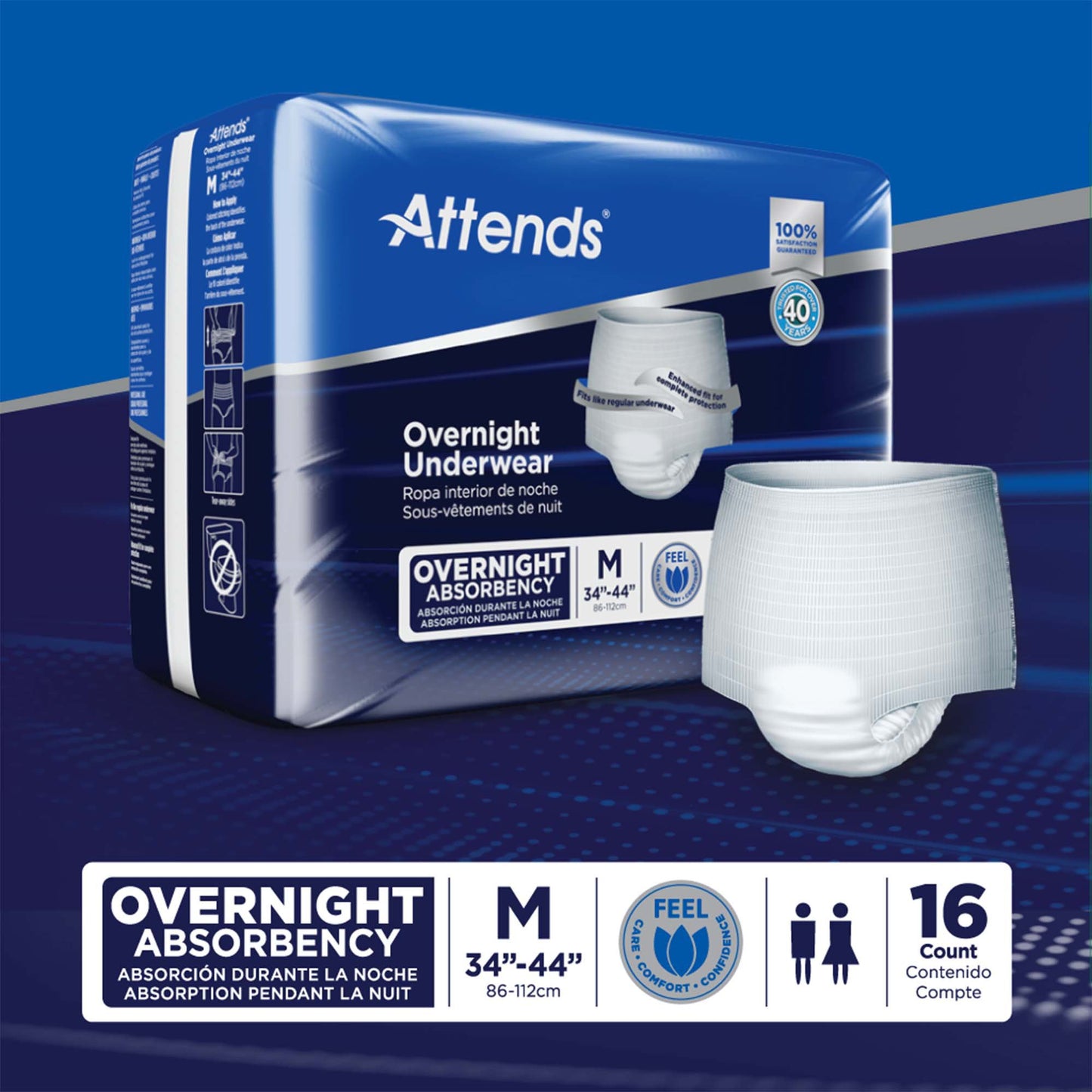 Attends® Overnight Underwear with Extended Wear Protection