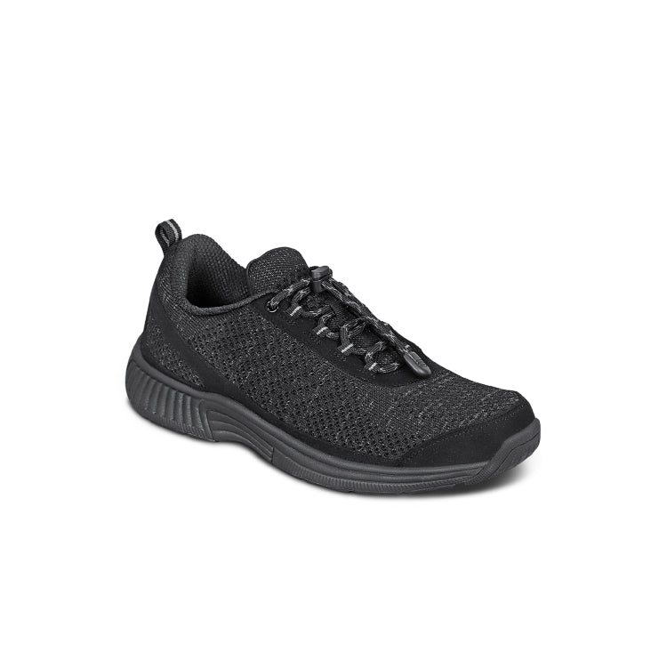 Coral Women's No-Tie Athletic Shoes, Black, angle view