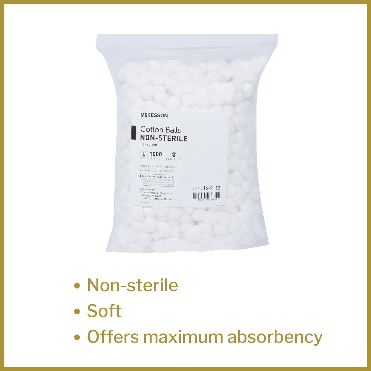 McKesson Nonsterile Cotton Balls, Large