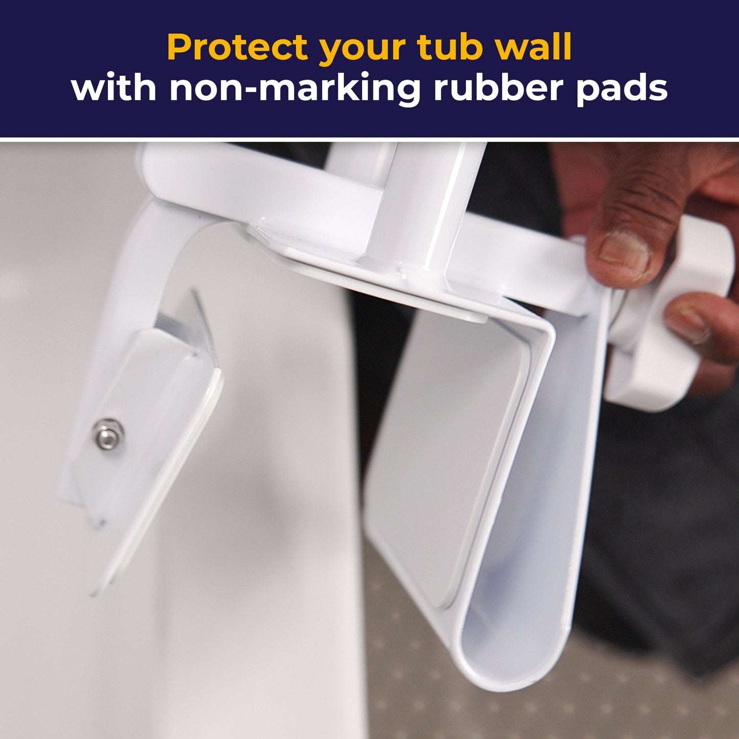 Drive™ Clamp-On Tub Rail, White Steel