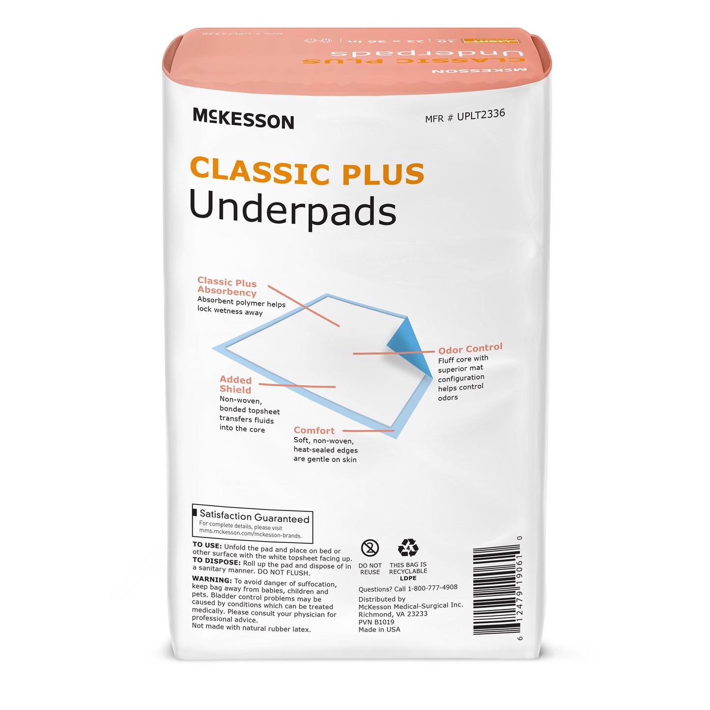 McKesson Classic Plus Light Absorbency Underpads