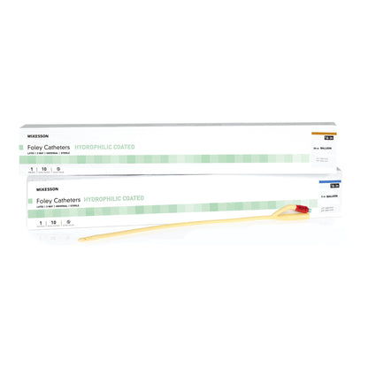 McKesson Hydrophilic-Coated Latex Foley Catheter, Coudé Tip
