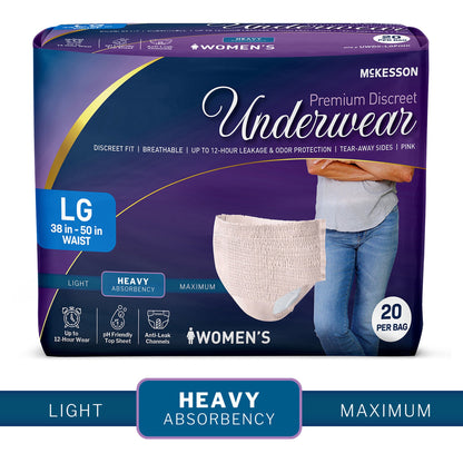 McKesson Premium Discreet Underwear for Women, Heavy Absorbency
