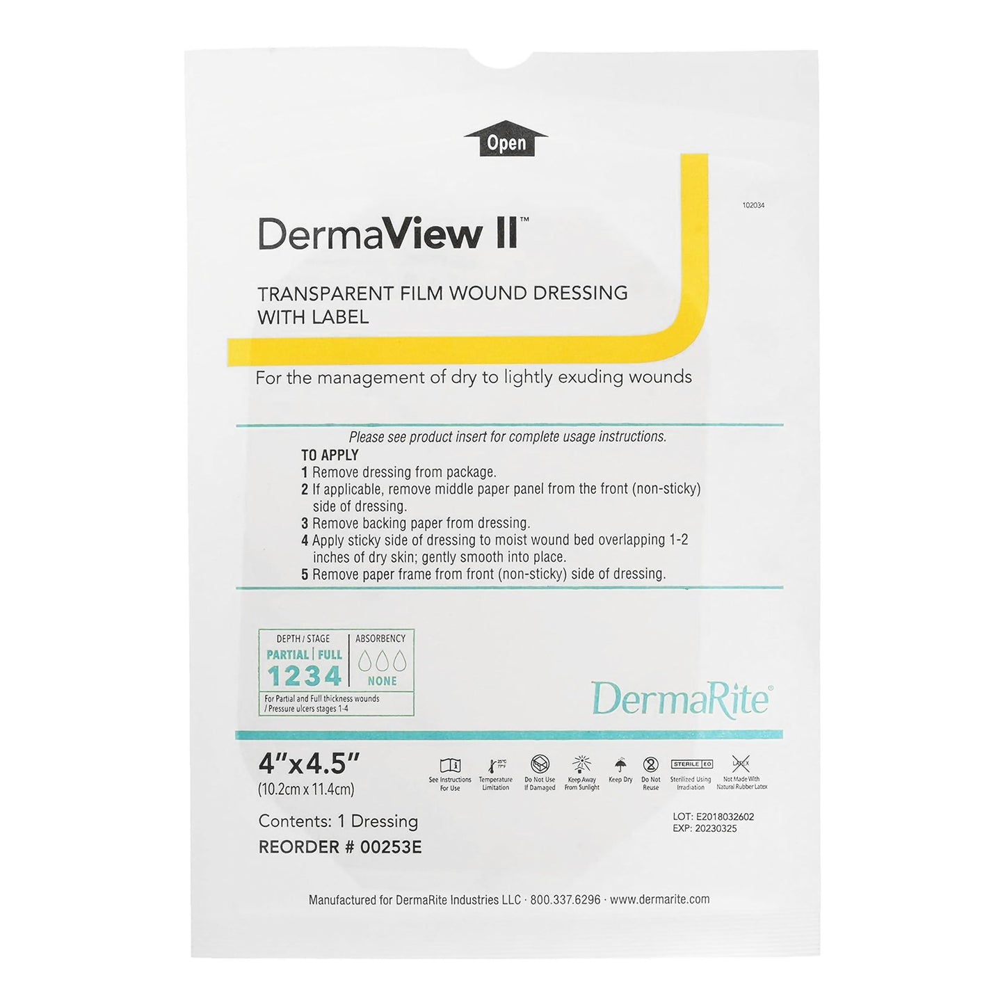 DermaView II™ Transparent Film Dressing with Border