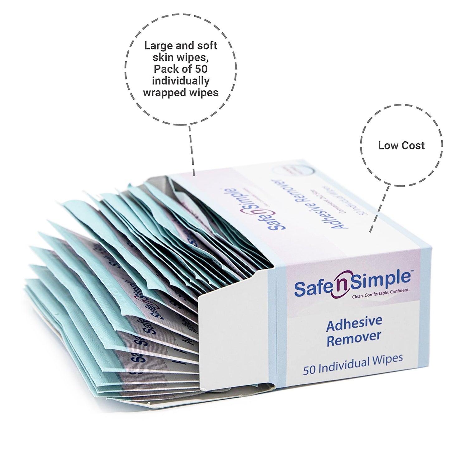 Safe N Simple Adhesive Remover, 2 x 2 Inch Wipe
