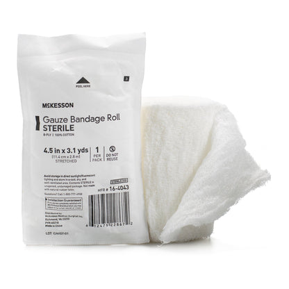 McKesson Fluff Bandage Roll, 4.5 Inch x 4.1 Yard, Cotton