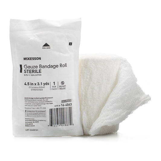 McKesson Fluff Bandage Roll, 4.5 Inch x 4.1 Yard, Cotton
